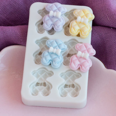 Quilted Bear 1" 6 Cavity Silicone Mold