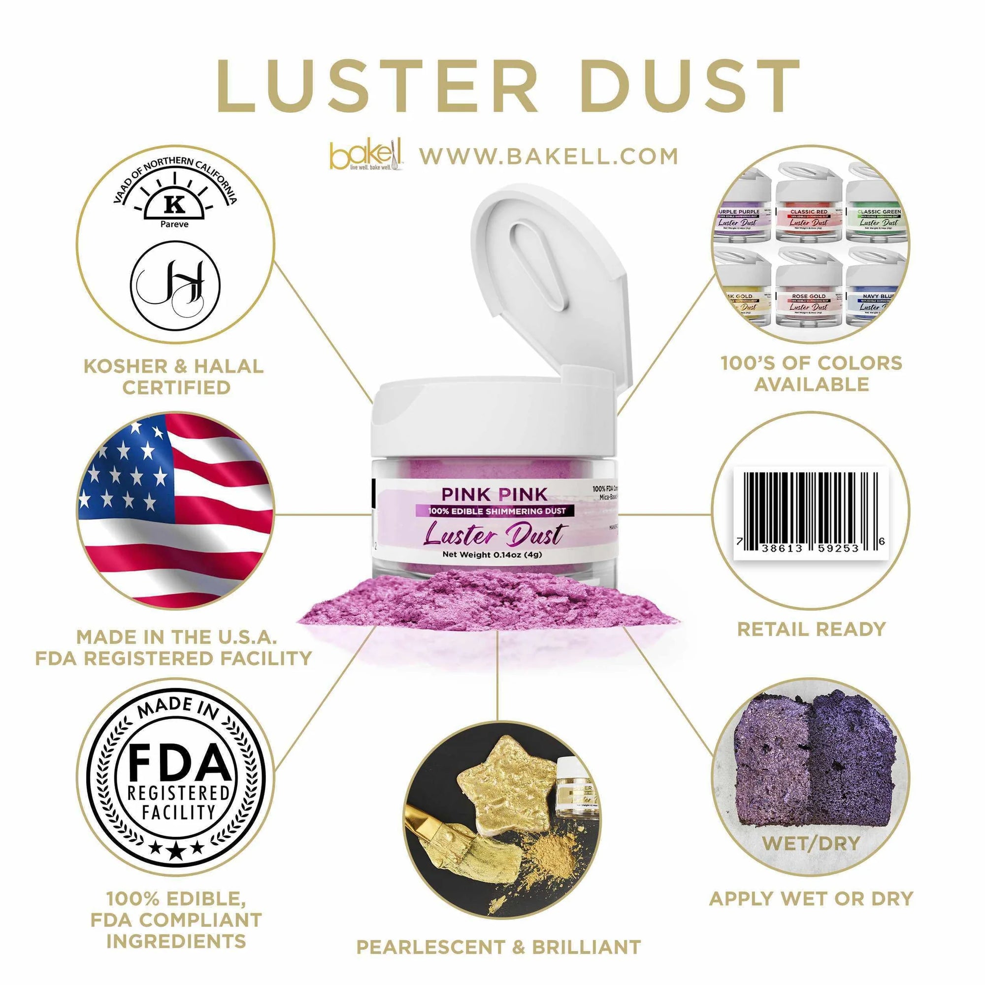 Pink Pink Luster Dust (4g)
