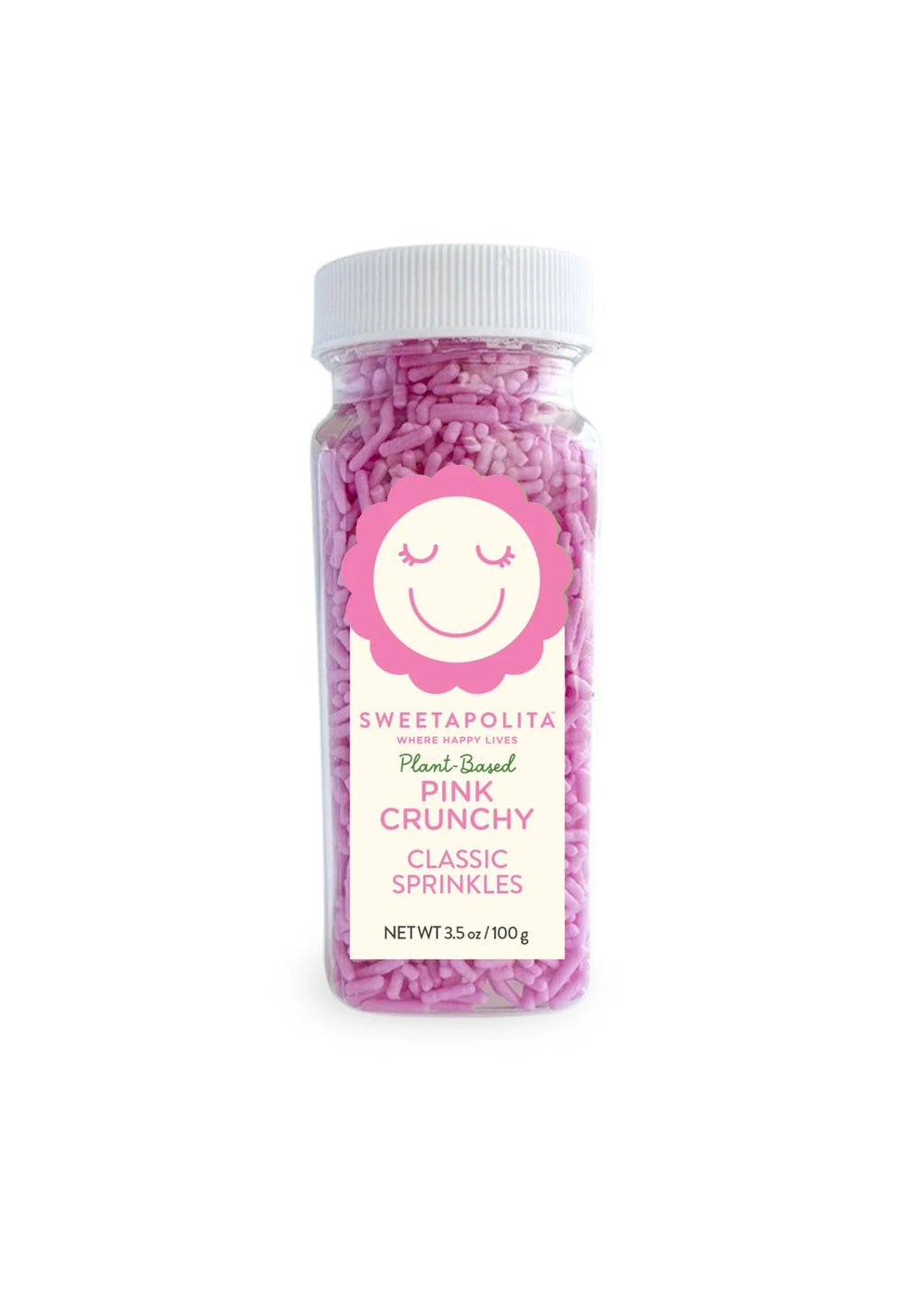 NATURAL PINK CRUNCHY SPRINKLES (VEGAN) (3.2oz, 4oz Volume)