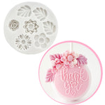 Molde de fondant de flores com folhas
