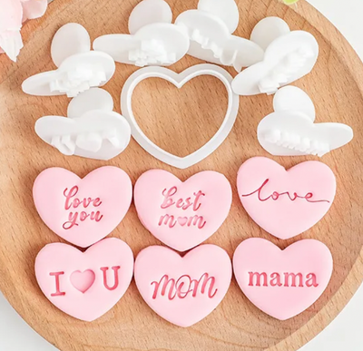 6pc Mini Mom Embosser Set with Heart Cutter