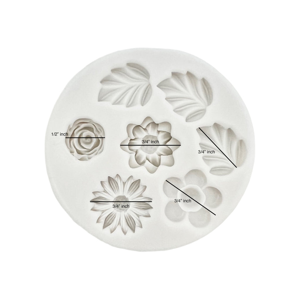 Molde de fondant de flores com folhas