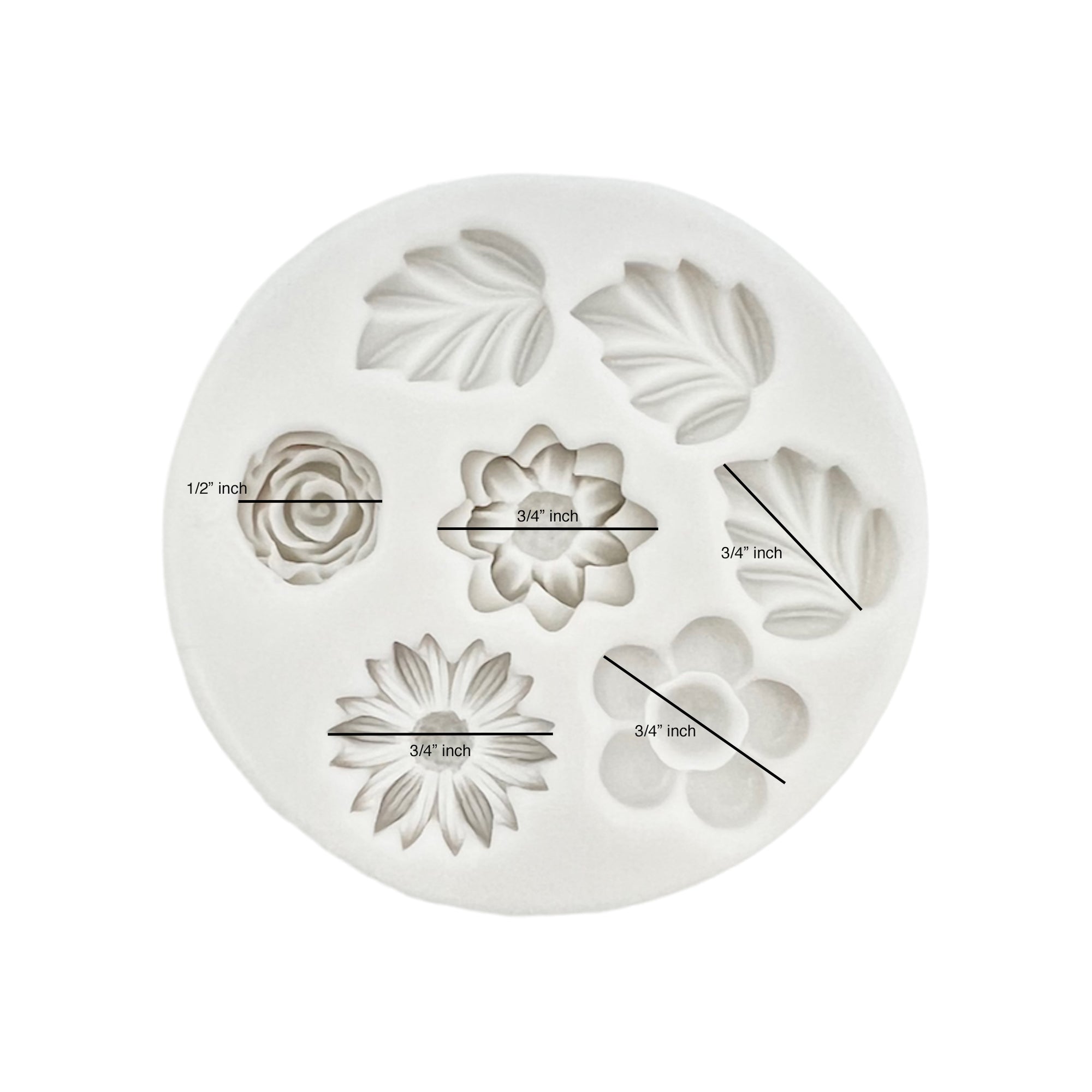 Molde de fondant de flores com folhas