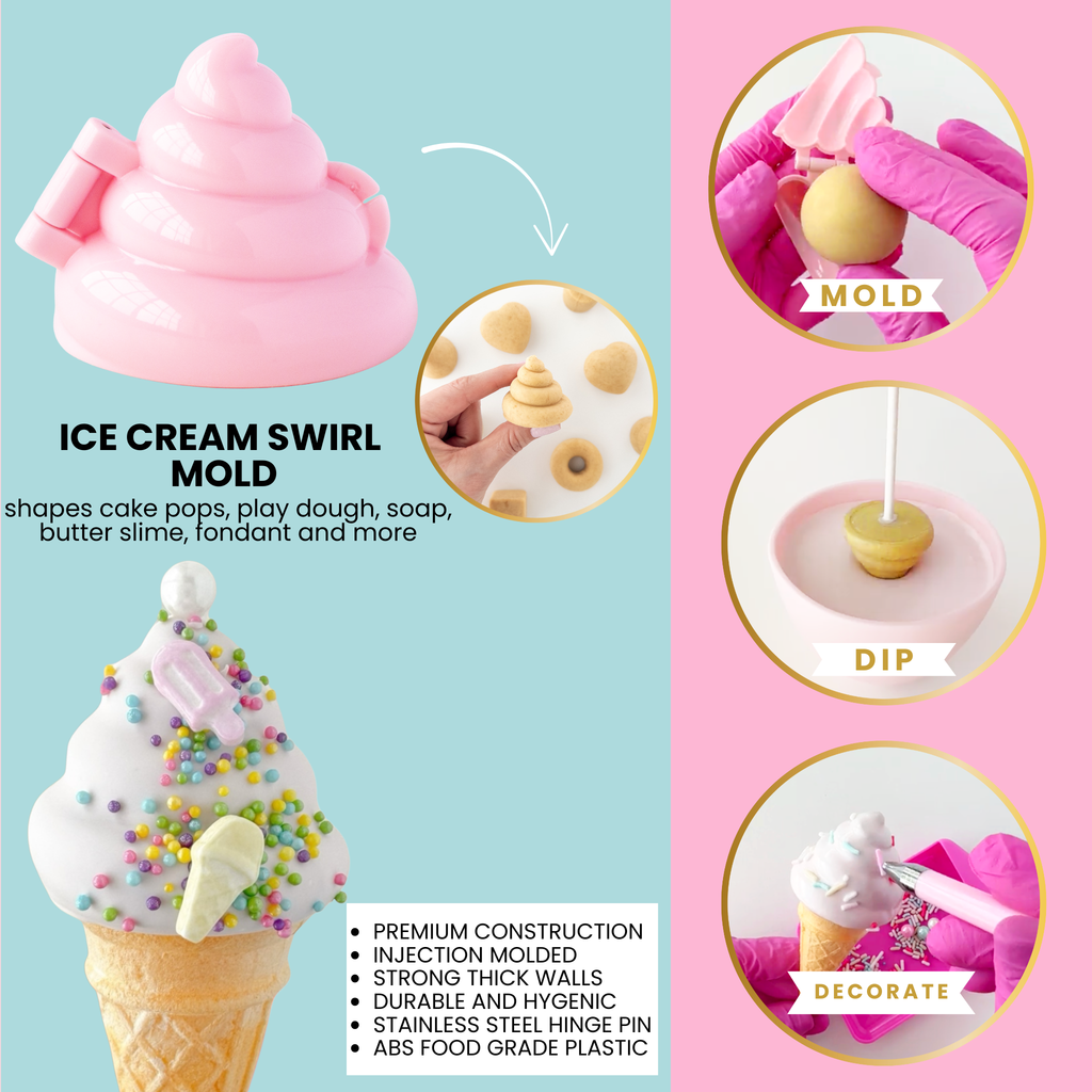Cake Pop Mold, Ice Cream Swirl (Poop)