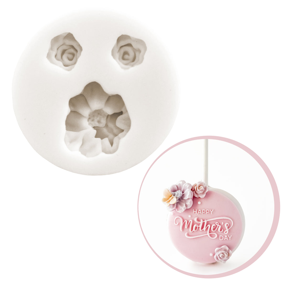 Rose and Pansy Mold w. Butterfly