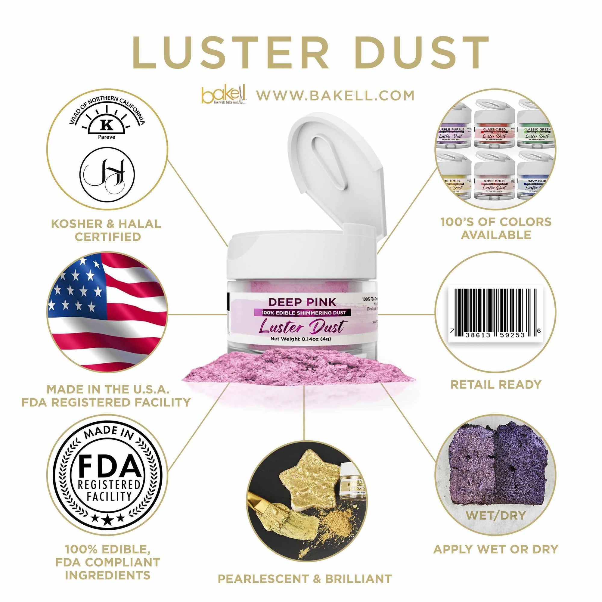 Polvere lucida rosa intenso (4 g)