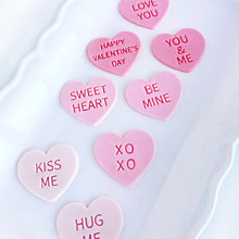 Load image into Gallery viewer, 10pc Conversation Hearts Embosser Set with Cookie Cutter
