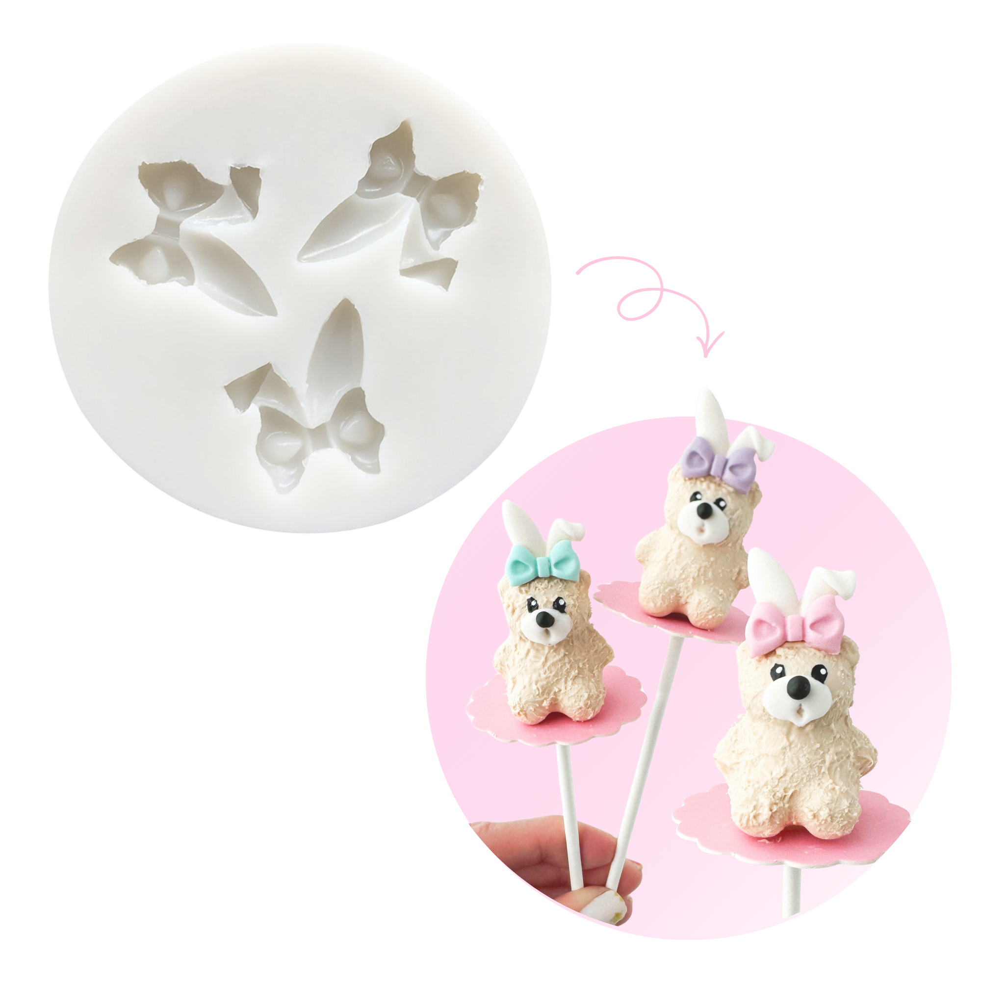 3 Small Bunny Ears w/ Bows (7/8