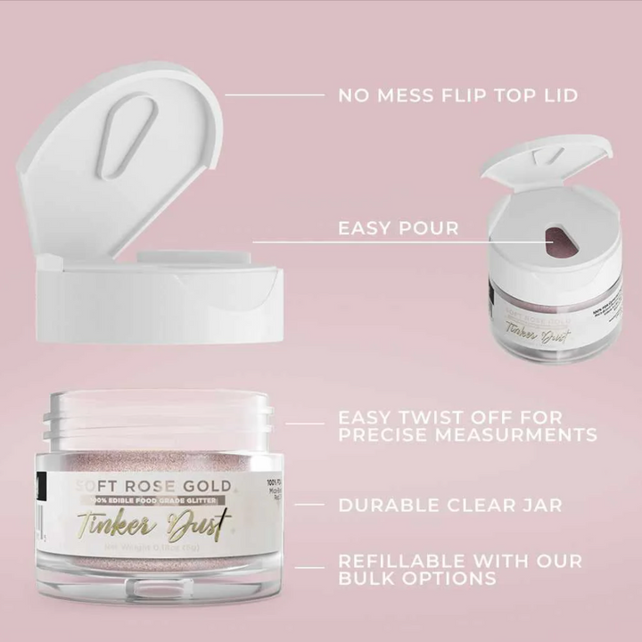 Soft Rose Gold Tinker Dust® Edible Glitter Dust (5g) | Bakell