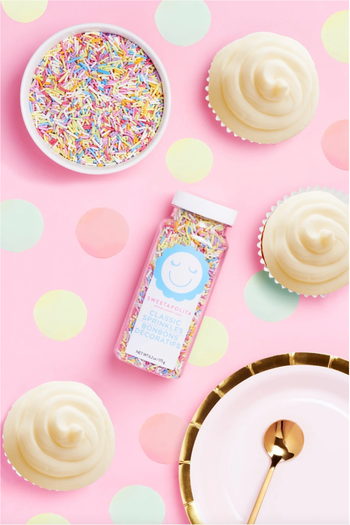 NATURAL RAINBOW CRUNCHY SPRINKLES (PLANT BASED) (3.2oz, 4oz Volume)