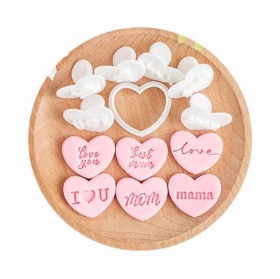 6pc Mini Mom Embosser Set with Heart Cutter