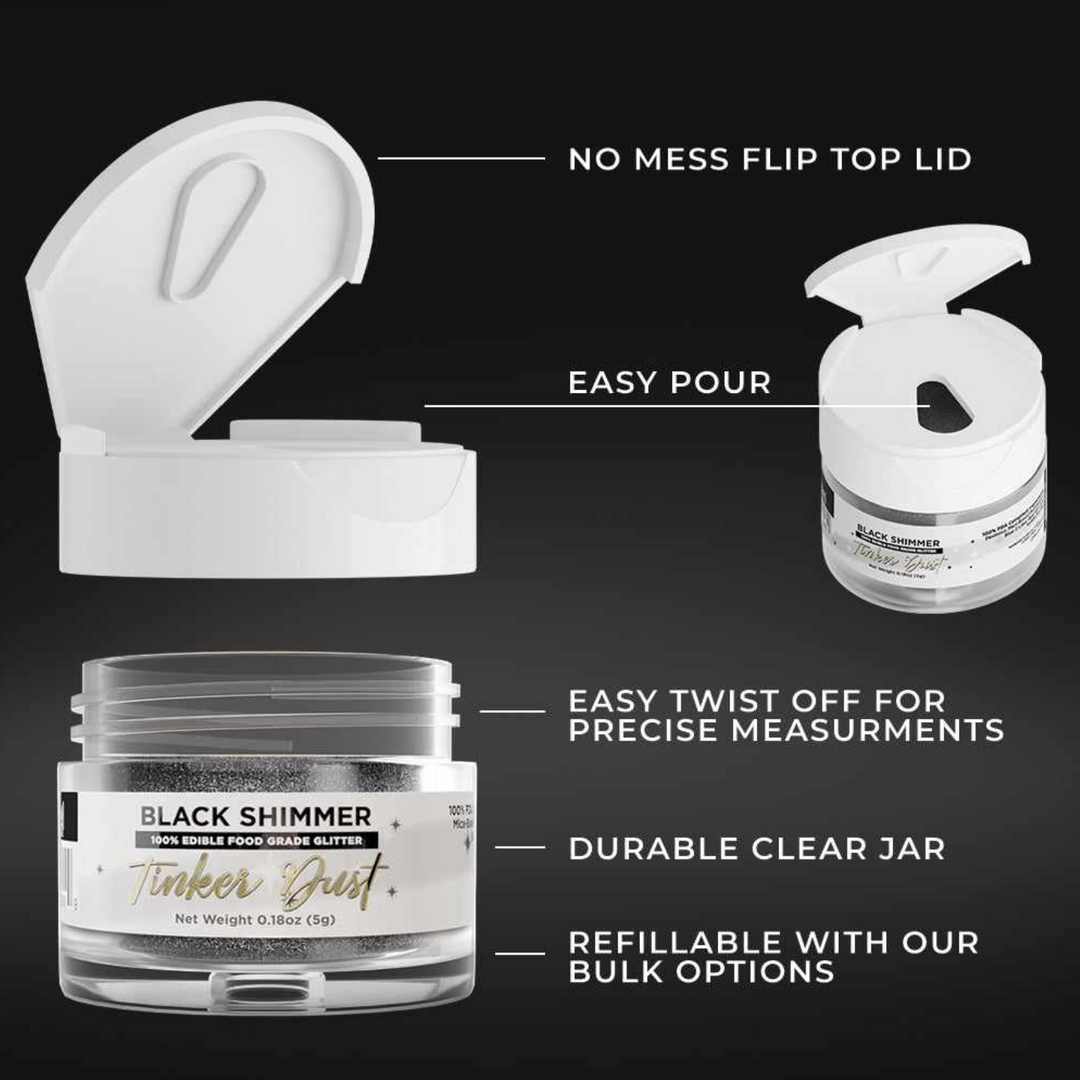 Black Tinker Dust® Edible Glitter Dust (5g) | Bakell
