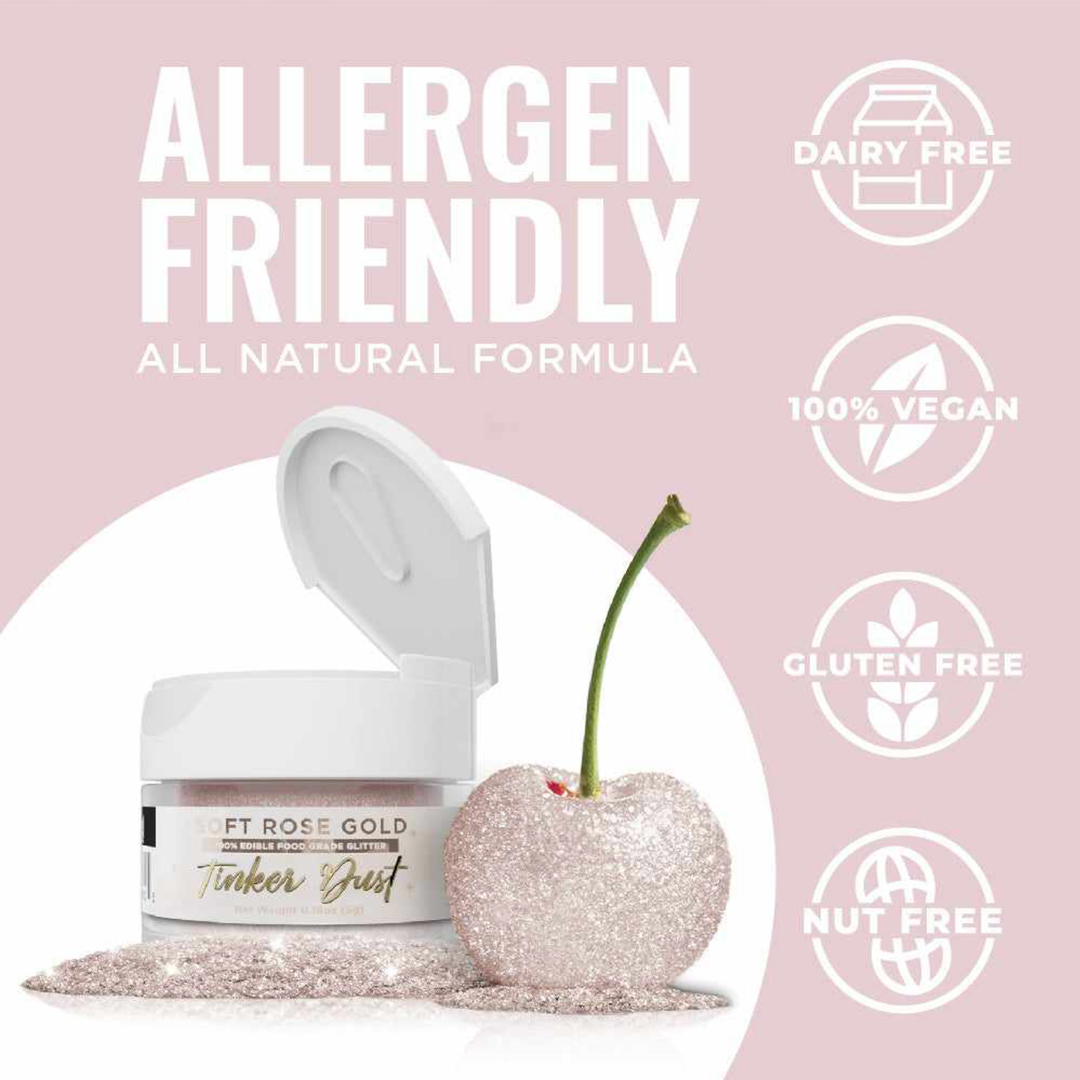 Soft Rose Gold Tinker Dust® Edible Glitter Dust (5g) | Bakell