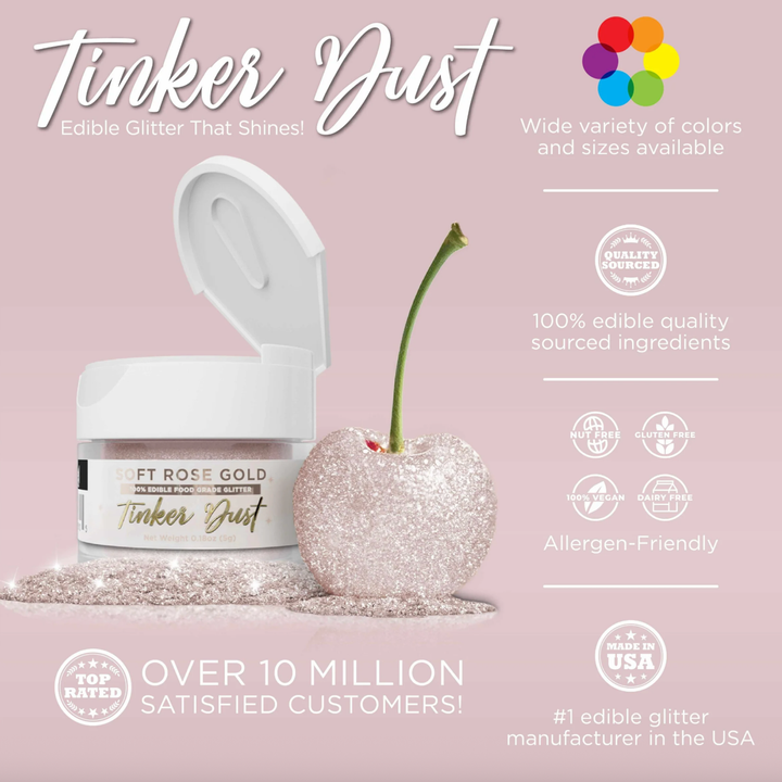 Soft Rose Gold Tinker Dust® Edible Glitter Dust (5g) | Bakell