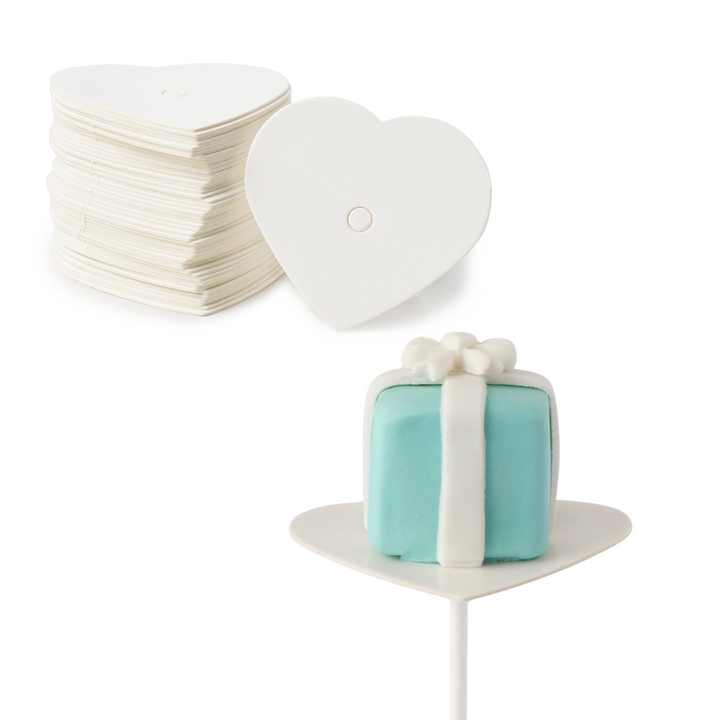 Cake Pop Boards, Heart (50pcs), White