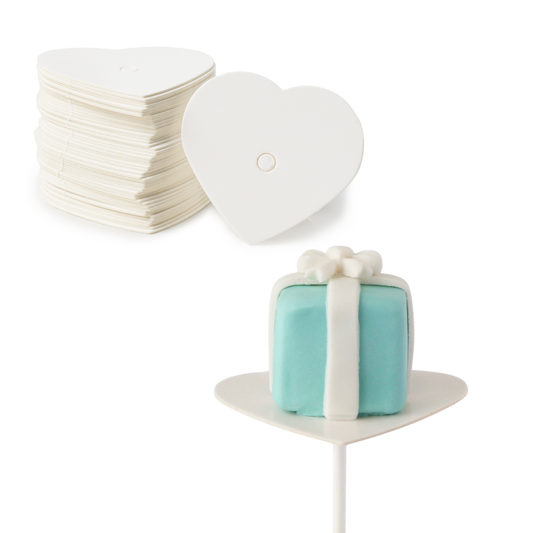 Cake Pop Boards, Heart (50pcs), White (NEW)
