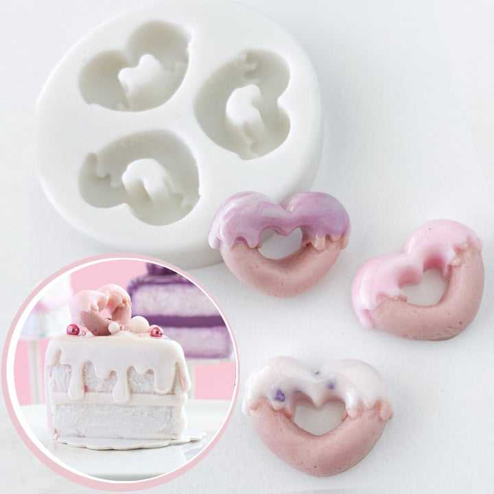 Heart Shaped Donut Fondant Mold, 3 Cavity