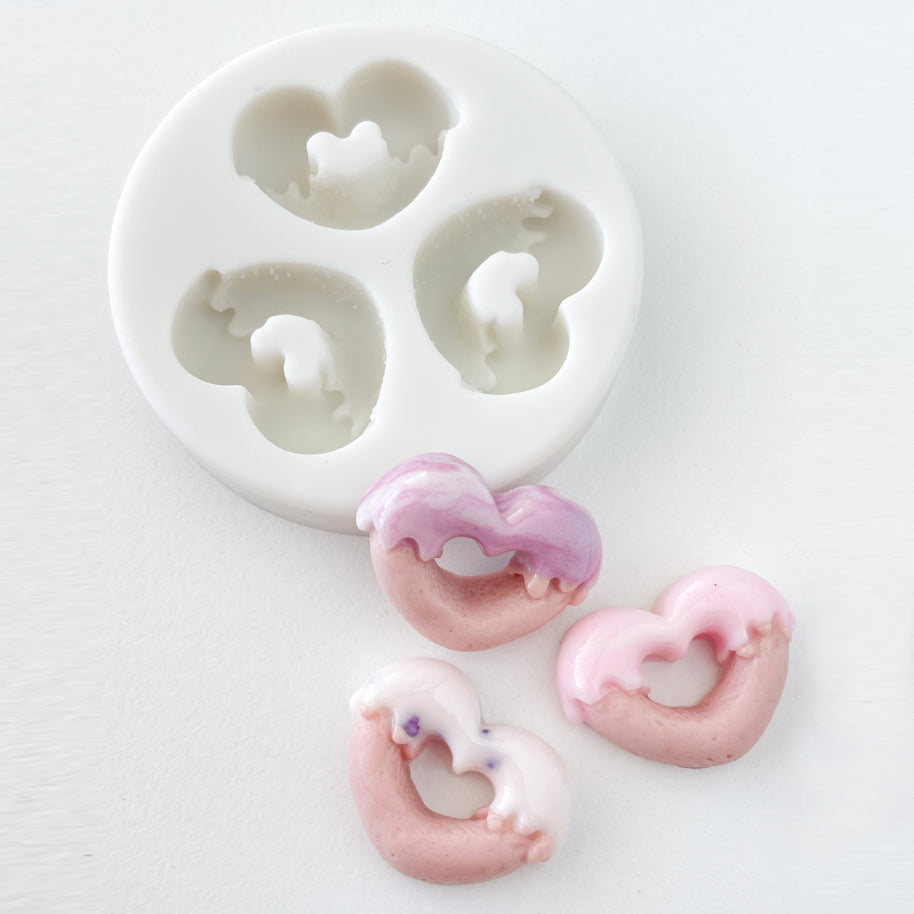Heart Shaped Donut Fondant Mold, 3 Cavity