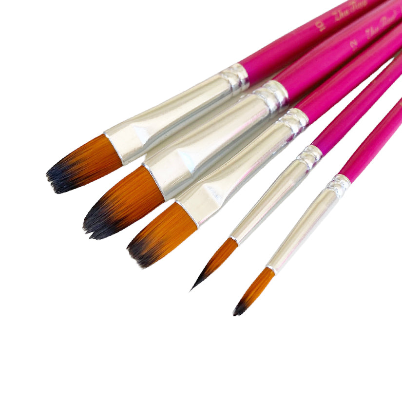 5 Piece Pink Edible Art Brush Set