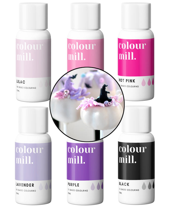 6 Pack Oil Based Coloring (20ml bottles) Purple/Pink Halloween
