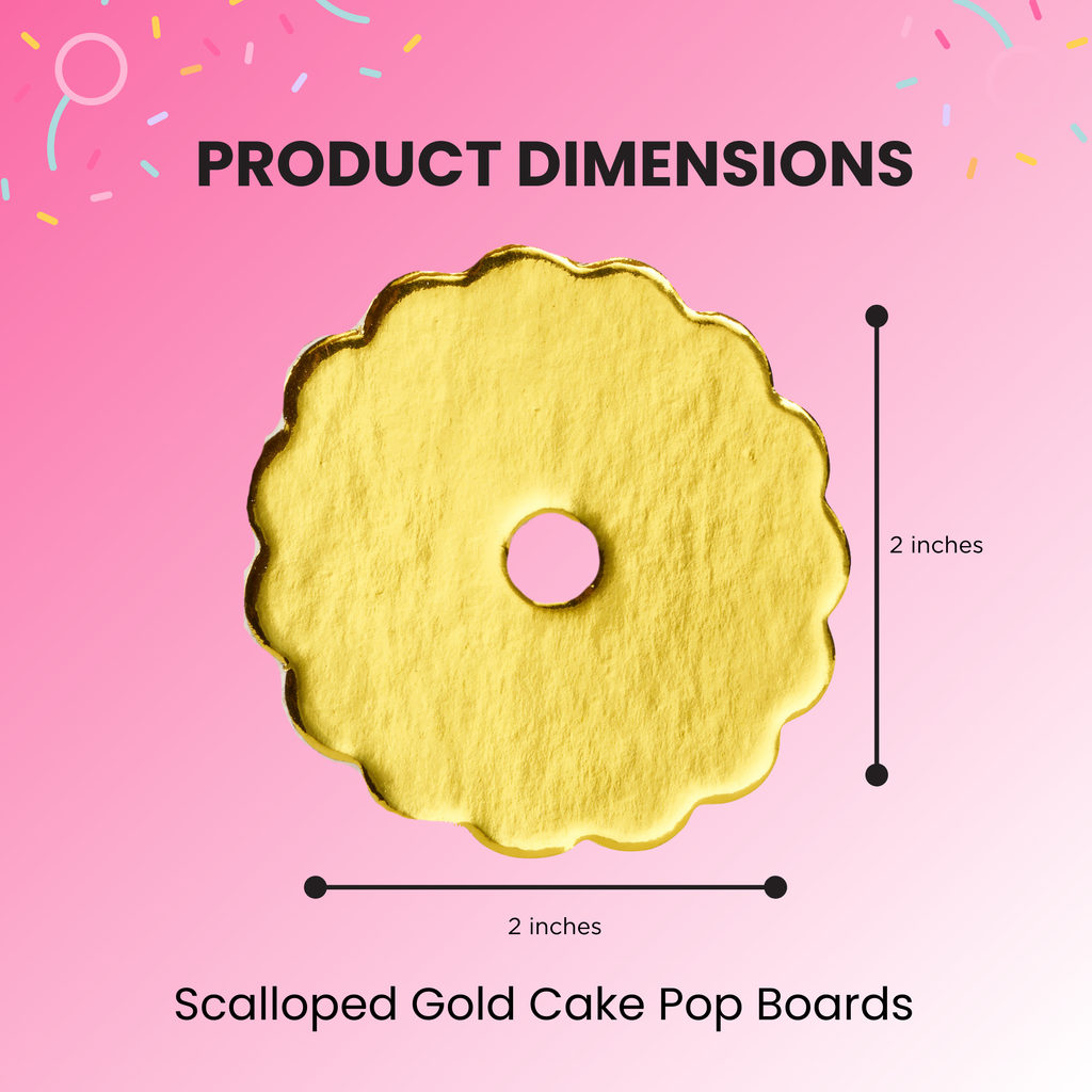 Cake Pop Boards, Scalloped Edge (50 stuks), Goud