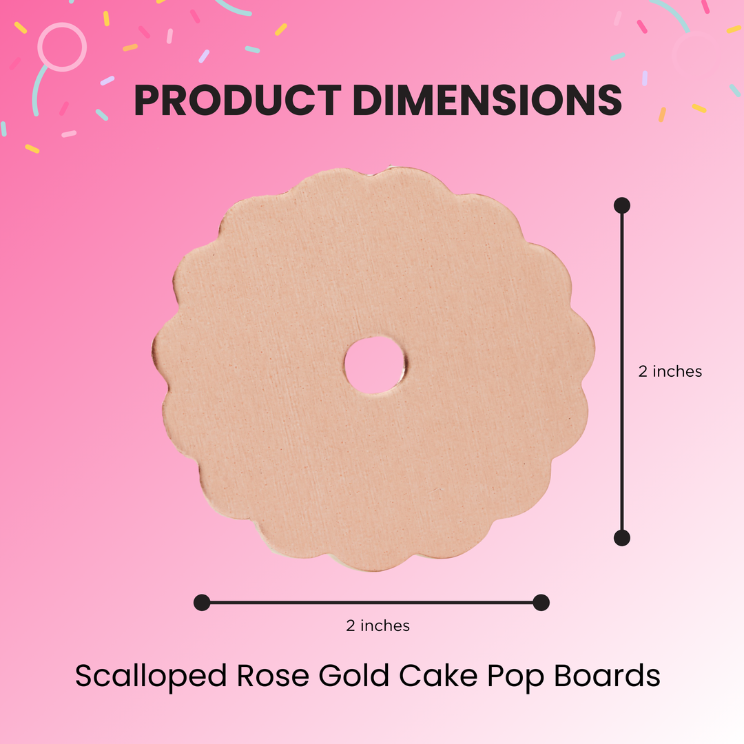 Cake Pop Boards, Scalloped Edge (50 pcs), Rose Gold