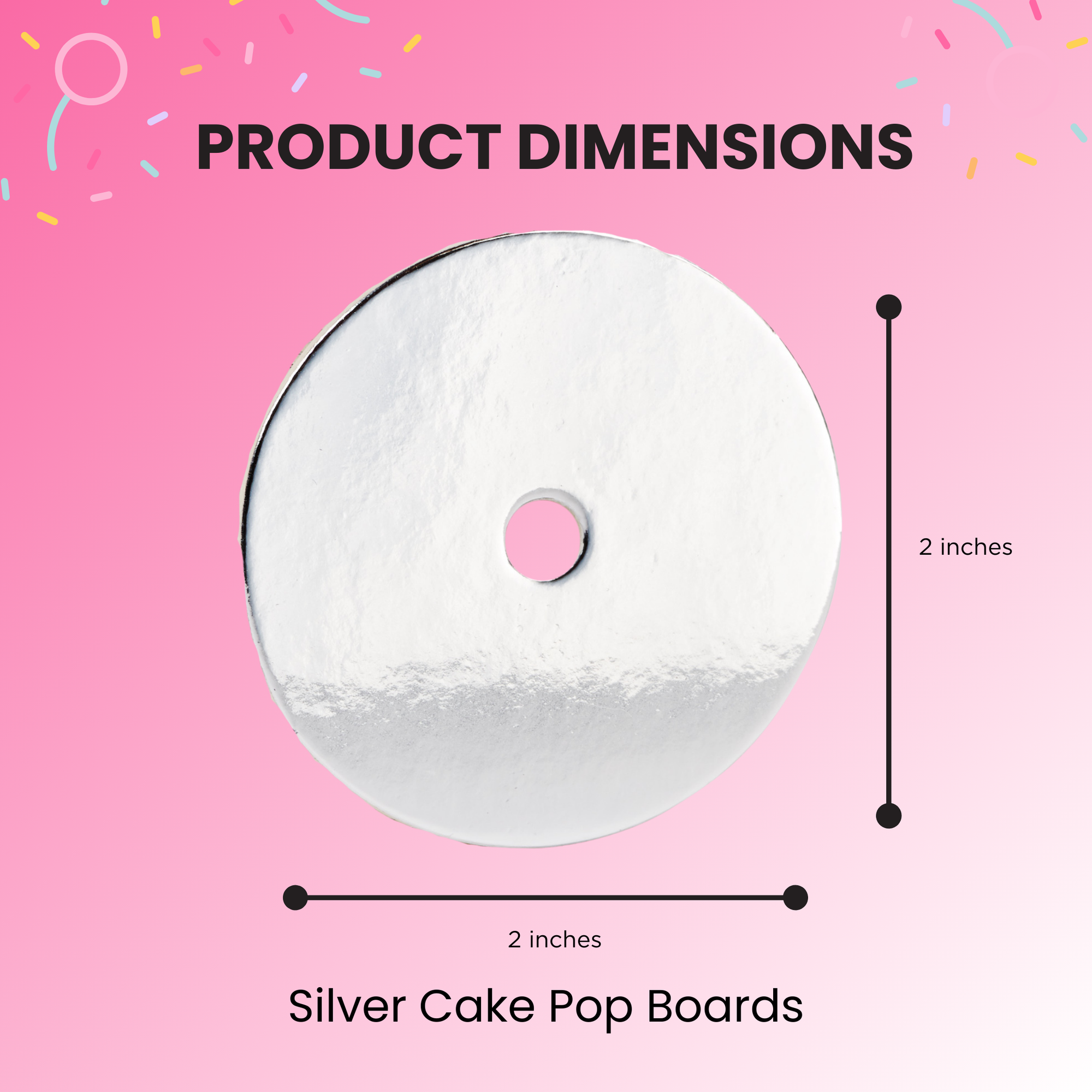 Cake Pop Boards, Straight Edge (50 pcs), Shiny Silver