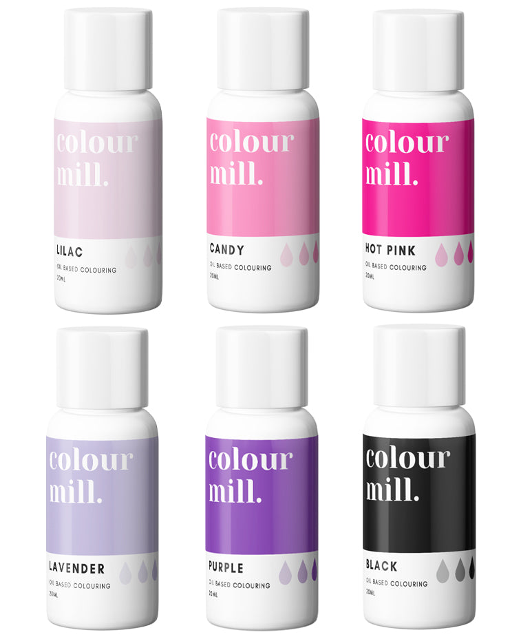 Confezione da 6 coloranti a base di olio (flaconi da 20 ml) viola/rosa Halloween