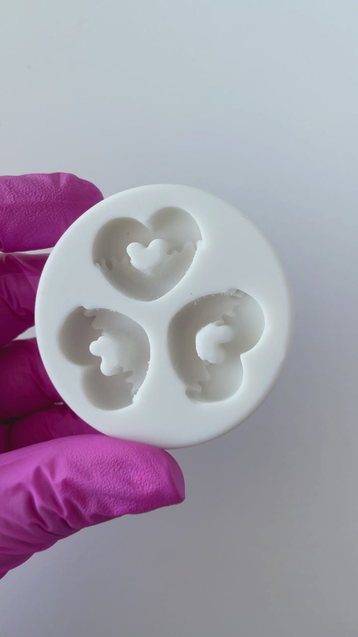 Heart Shaped Donut Fondant Mold, 3 Cavity
