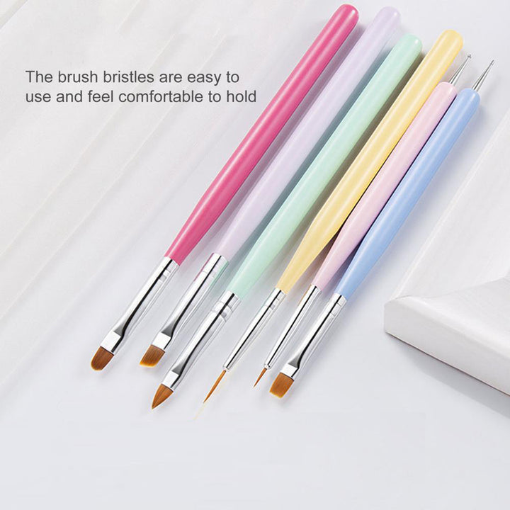 6 Pc Fine Line and Small Tip Brush Set with 2 Dotting Tips