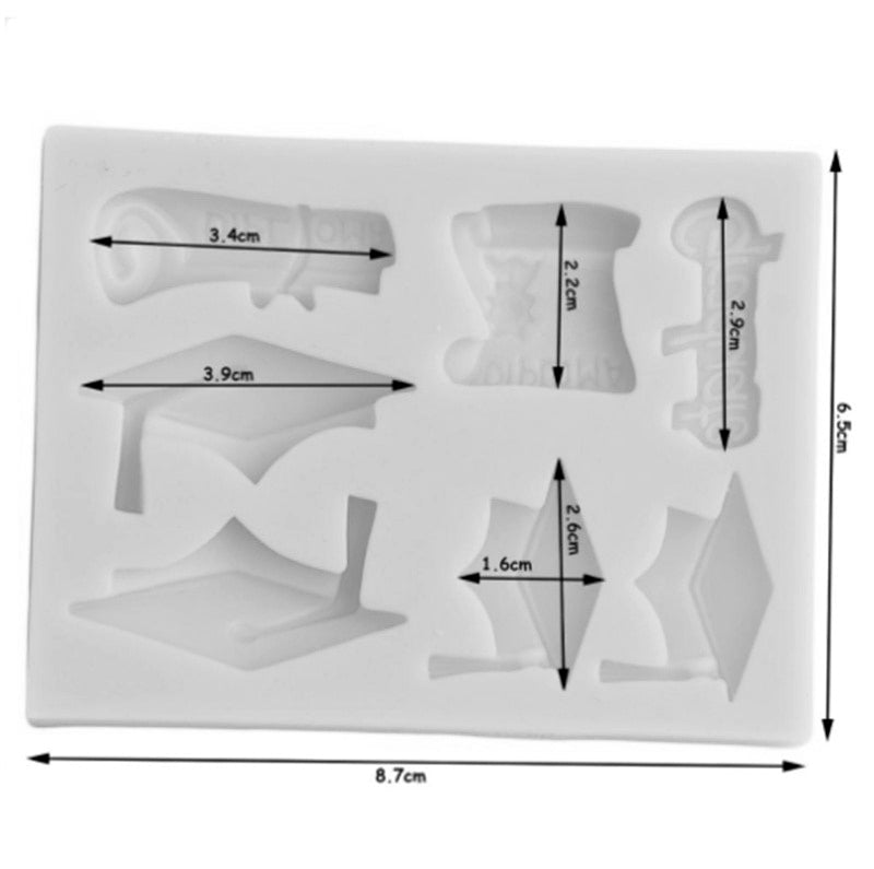 Graduation Cap & Scroll Mold, 7 Cavity