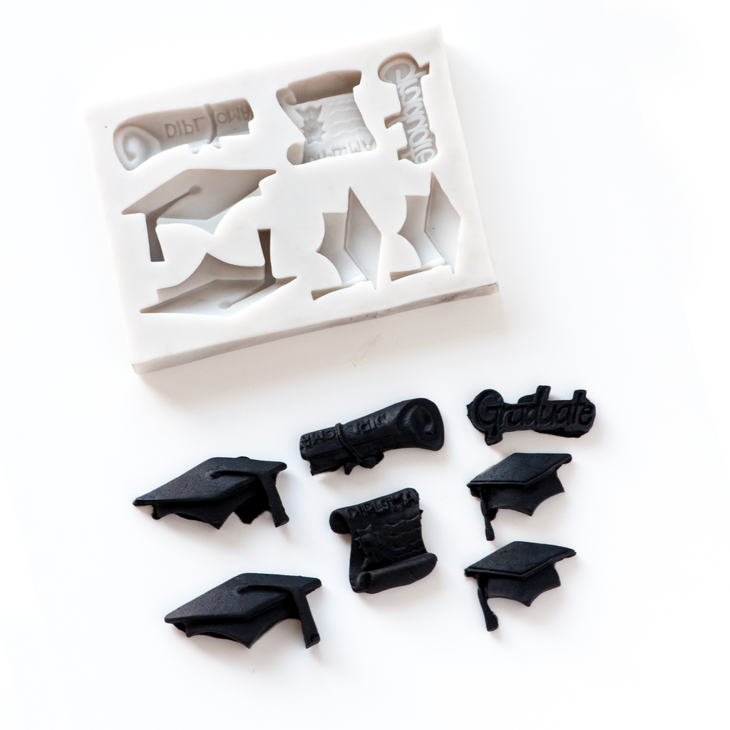 Graduation Cap & Scroll Mold, 7 Cavity