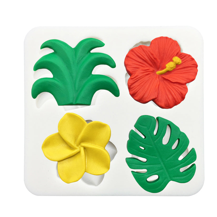Stampo per assortimento tropicale, ibisco, plumeria