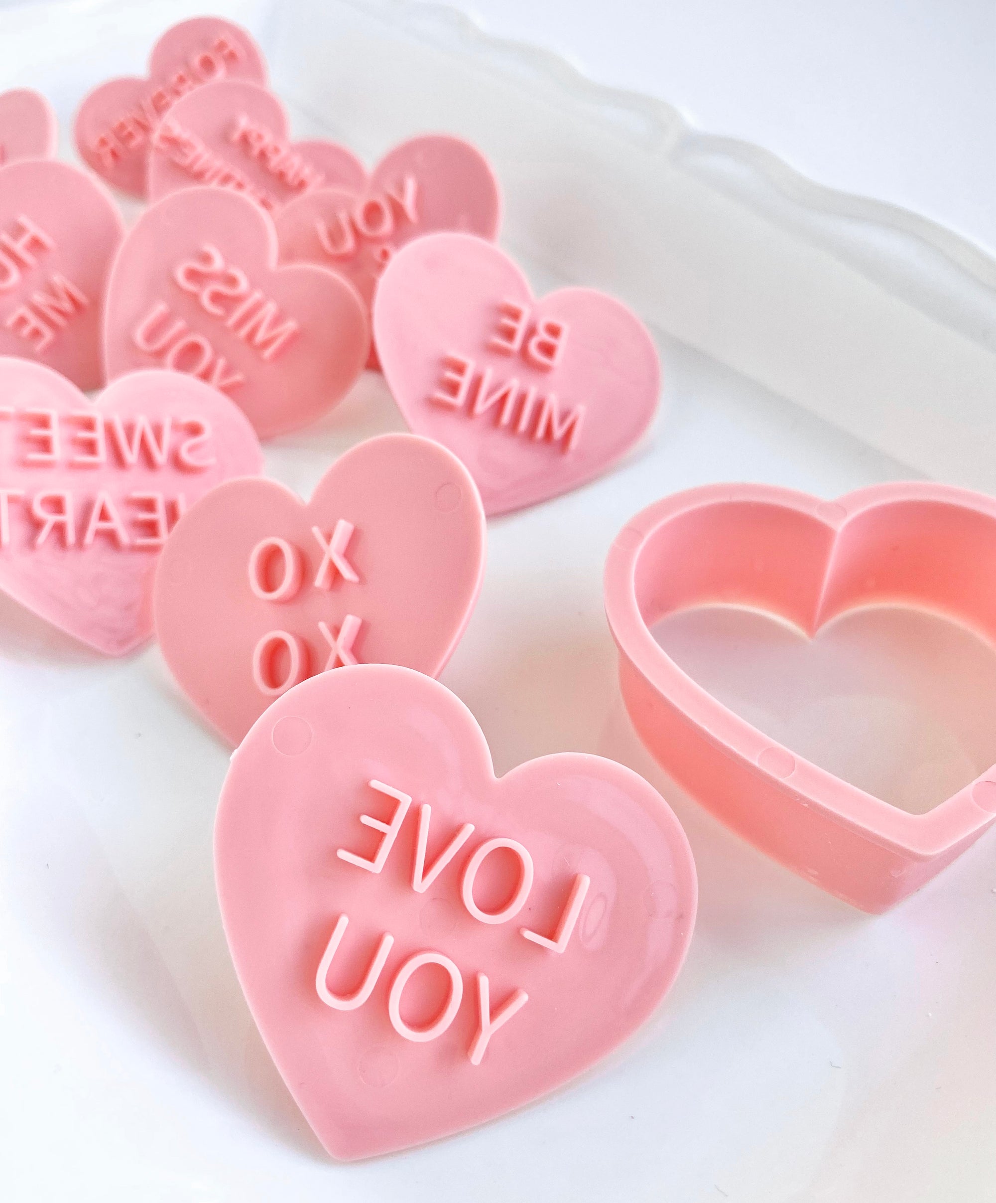 10pc Conversation Hearts Embosser Set with Cookie Cutter