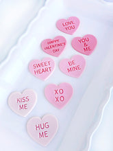 Load image into Gallery viewer, 10pc Conversation Hearts Embosser Set with Cookie Cutter
