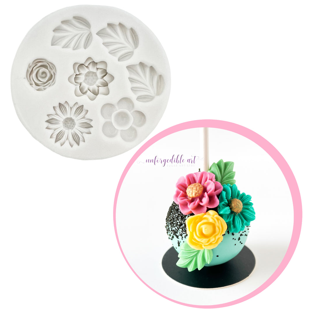 Multi Cavity Flower w. Leaves Mold