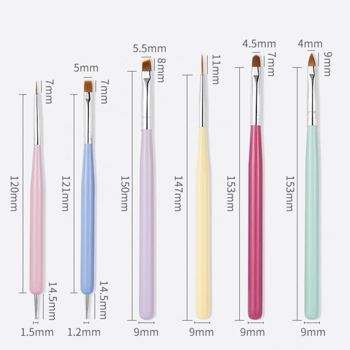 6 Pc Fine Line and Small Tip Brush Set with 2 Dotting Tips