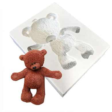 Teddy Bear Candle Mold 3D Fondant Cake Border Mold Handmade Resin Plaster  Sitting Position Toy Bear