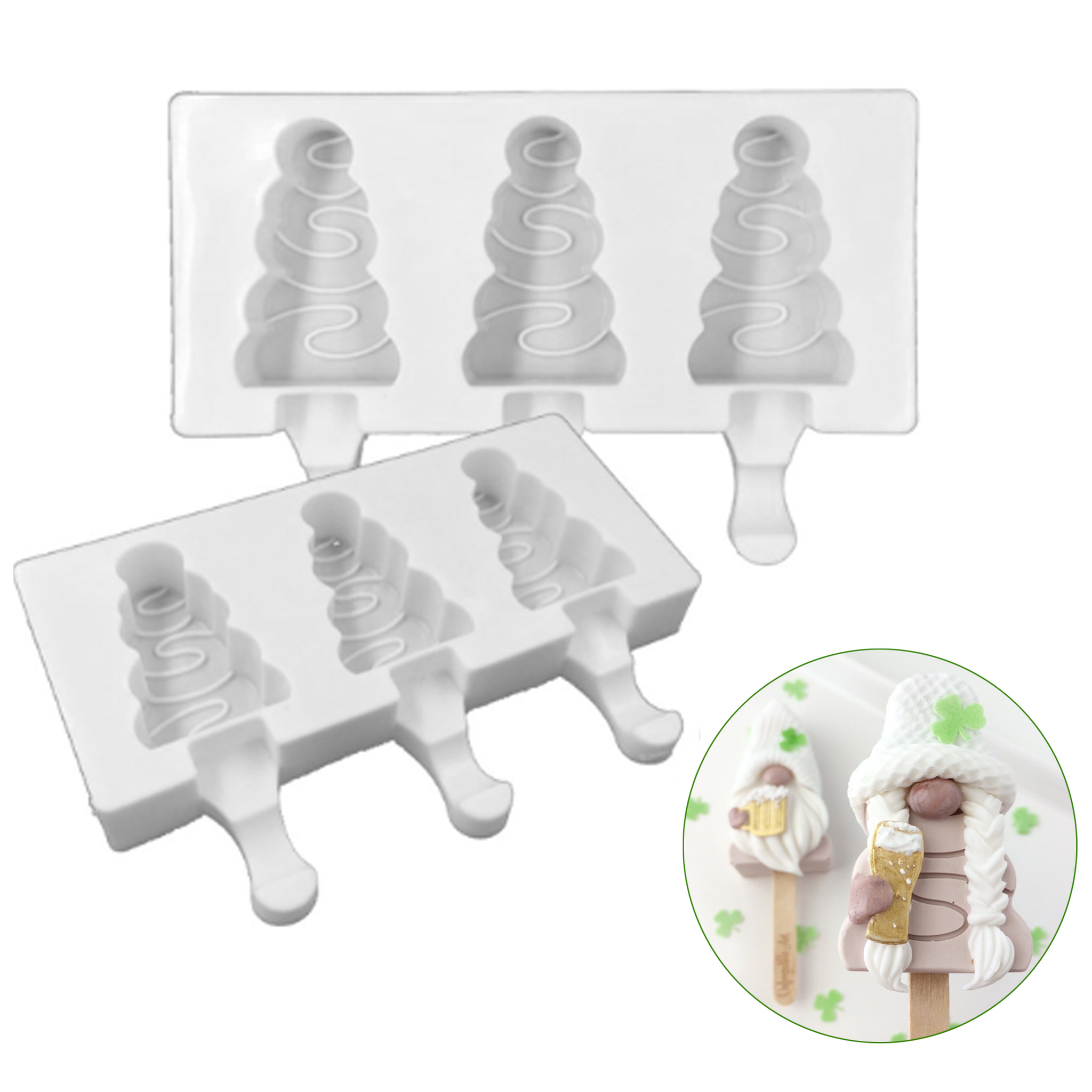 4-Cavity Baking Mini Silicone Ice Cream Molds Popsicle Molds Cake