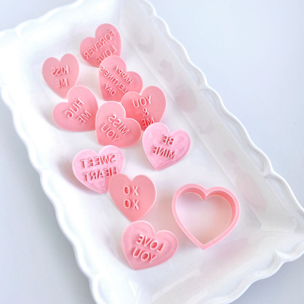 10pc Conversation Hearts Embosser Set with Cookie Cutter