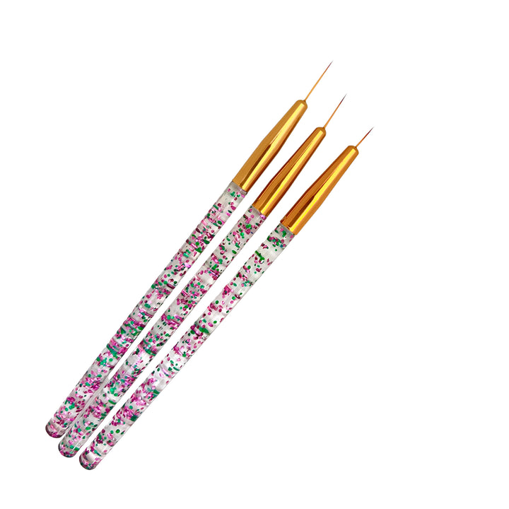 3pc Fine Line Glitter Paint Brush Set