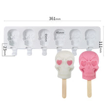 Load image into Gallery viewer, 6 Cavity 2&quot; Skull Cakesicle Mold
